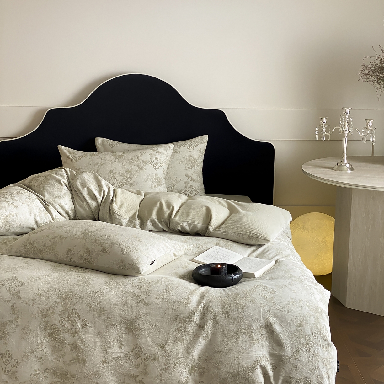 91家纺网 家纺一手货源 找家纺 赫帛 2025新款A类全棉棉麻色织提花四件套-欧若拉 欧若拉-绿色