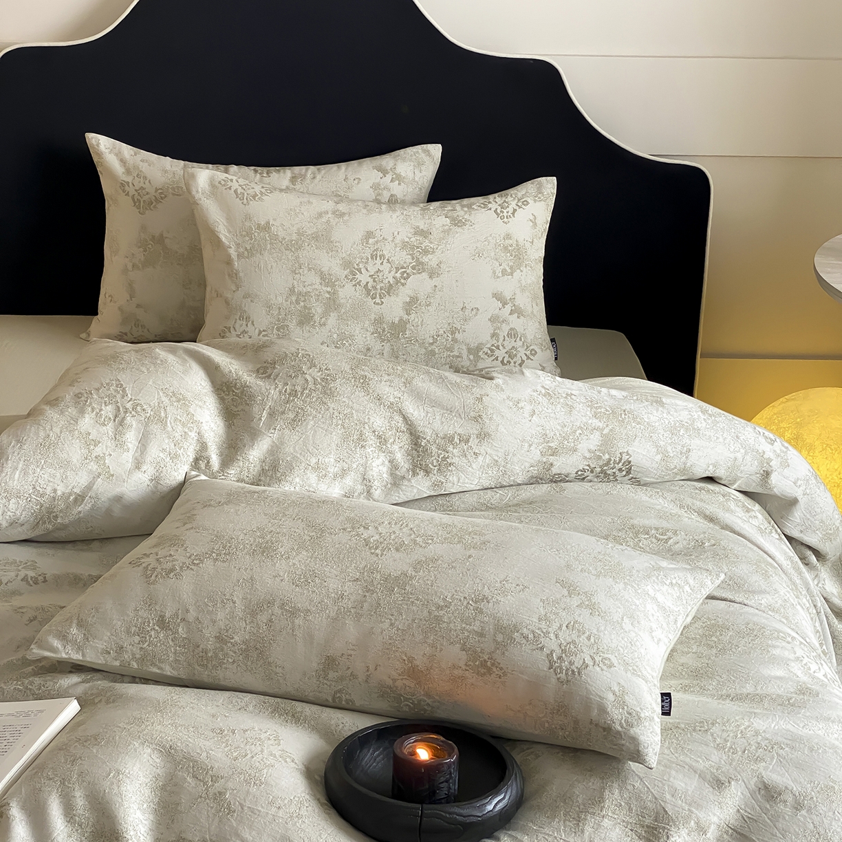 91家纺网 家纺一手货源 找家纺 赫帛 2025新款A类全棉棉麻色织提花四件套-欧若拉 欧若拉-绿色