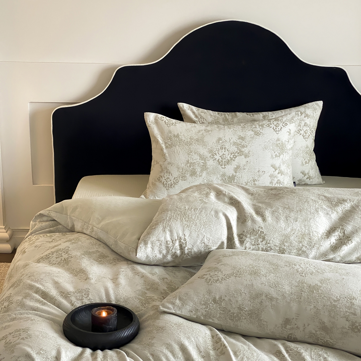 91家纺网 家纺一手货源 找家纺 赫帛 2025新款A类全棉棉麻色织提花四件套-欧若拉 欧若拉-绿色