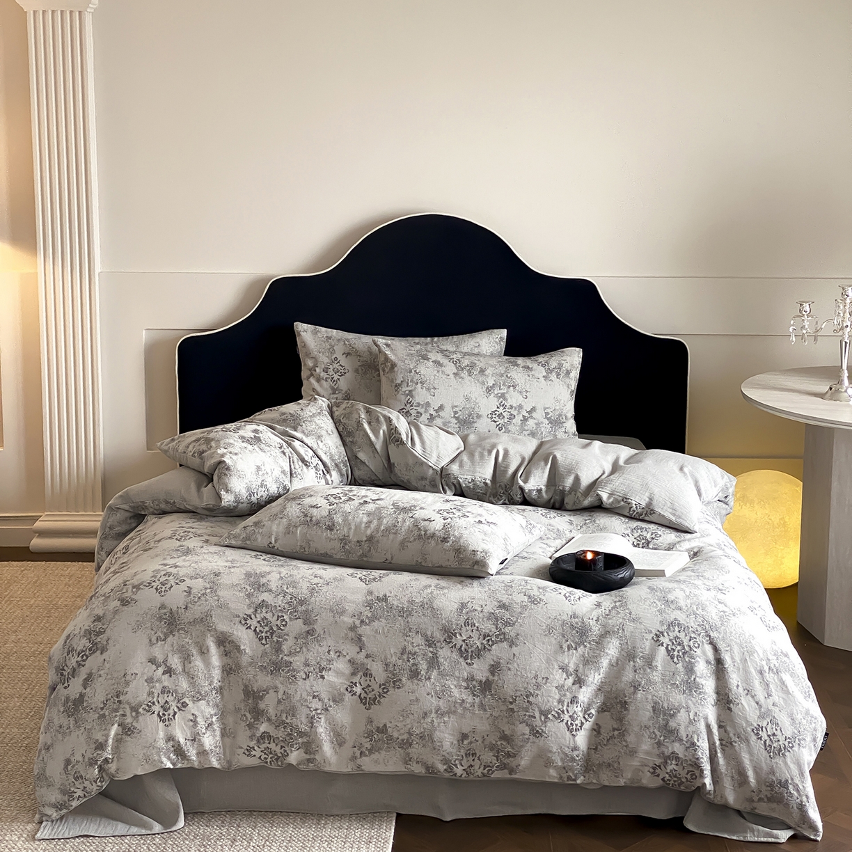 91家纺网 家纺一手货源 找家纺 （总）赫帛 2025新款A类全棉棉麻色织提花四件套-欧若拉