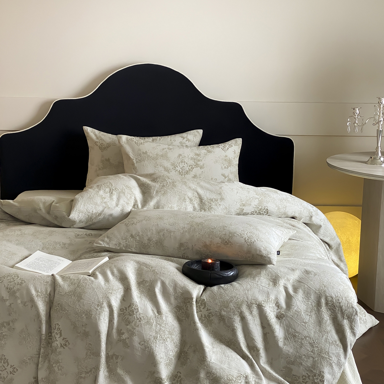 91家纺网 家纺一手货源 找家纺 赫帛 2025新款A类全棉棉麻色织提花四件套-欧若拉 欧若拉-绿色