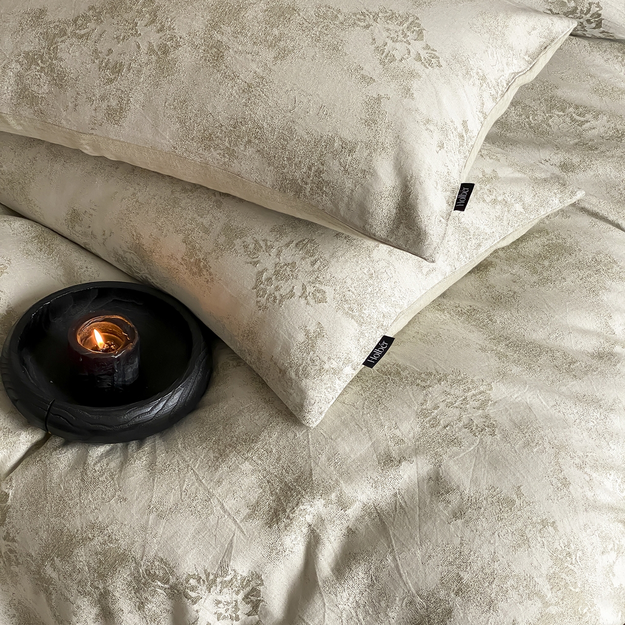 91家纺网 家纺一手货源 找家纺 赫帛 2025新款A类全棉棉麻色织提花四件套-欧若拉 欧若拉-绿色