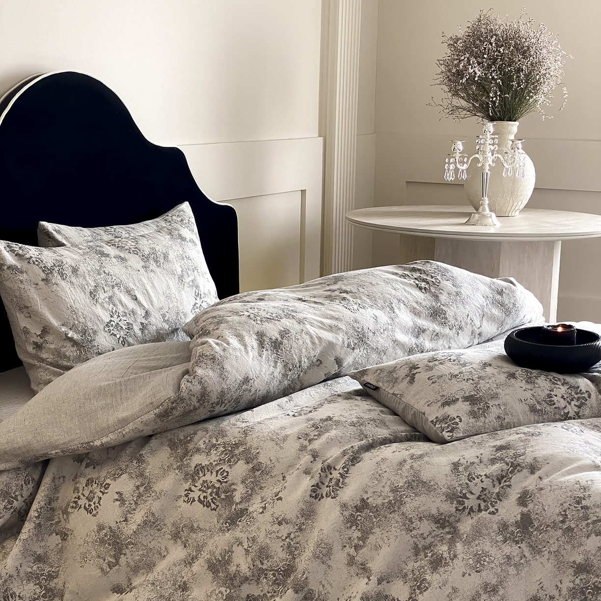 91家纺网 家纺一手货源 找家纺 （总）赫帛 2025新款A类全棉棉麻色织提花四件套-欧若拉