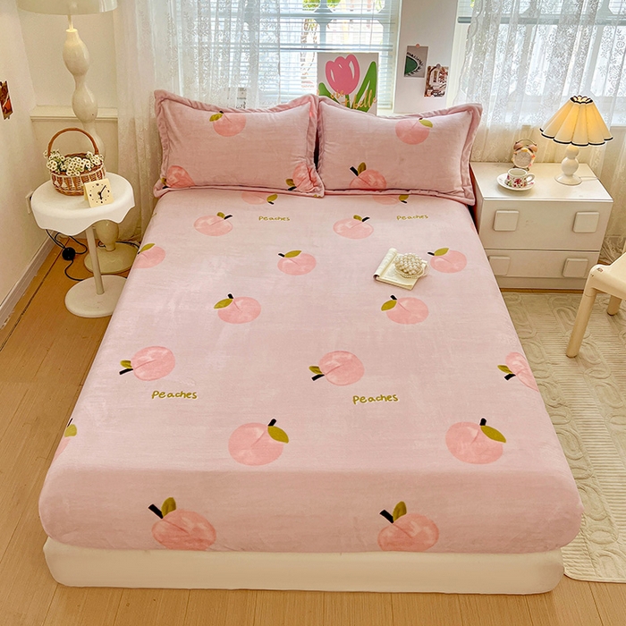 91家纺网 家纺一手货源 找家纺 （总）富馨莱 2025新款牛奶绒印花床笠240克面料支持一件定制尺寸