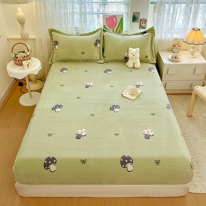 91家纺网 家纺一手货源 找家纺 （总）富馨莱 2025新款牛奶绒印花床笠240克面料支持一件定制尺寸