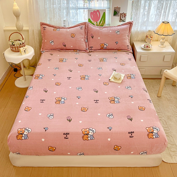 富馨莱 2025新款牛奶绒印花床笠240克面料支持一件定制尺寸 小伙伴