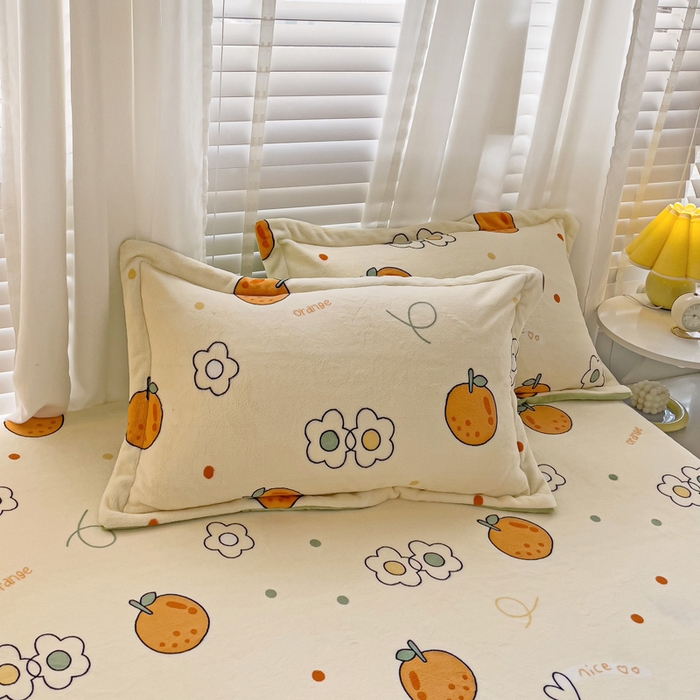 91家纺网 家纺一手货源 找家纺 富馨莱 2025新款牛奶绒印花床笠240克面料支持一件定制尺寸 心想事橙