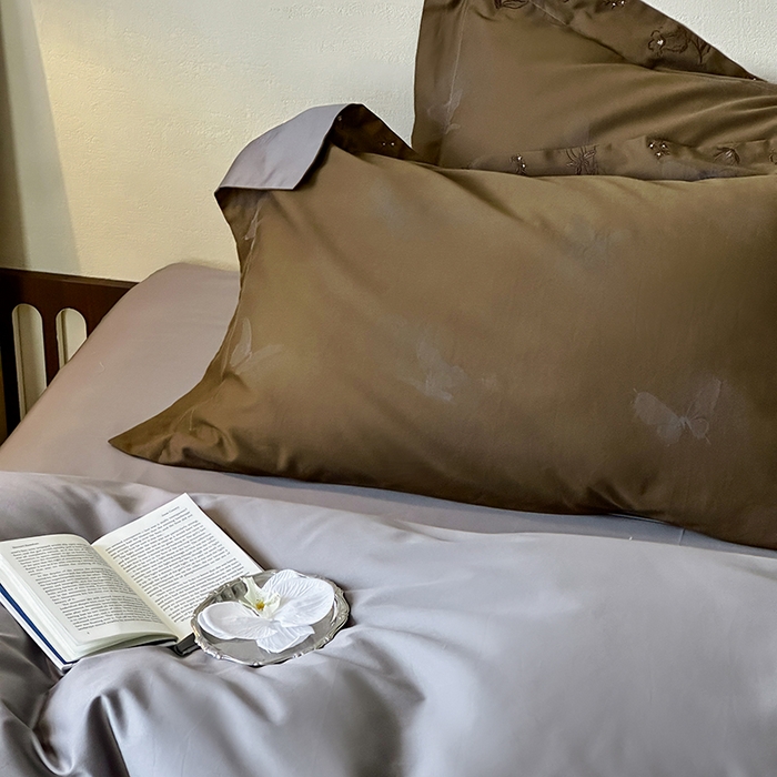 91家纺网 家纺一手货源 找家纺 （总）赫帛 2025新款50S色织提花贡缎长绒棉四件套-蝶恋花