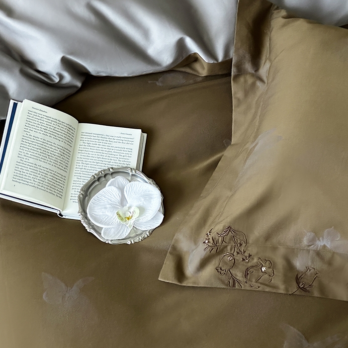 91家纺网 家纺一手货源 找家纺 （总）赫帛 2025新款50S色织提花贡缎长绒棉四件套-蝶恋花