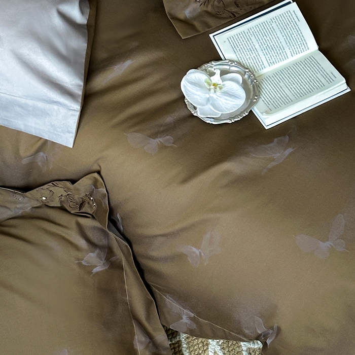 91家纺网 家纺一手货源 找家纺 （总）赫帛 2025新款50S色织提花贡缎长绒棉四件套-蝶恋花