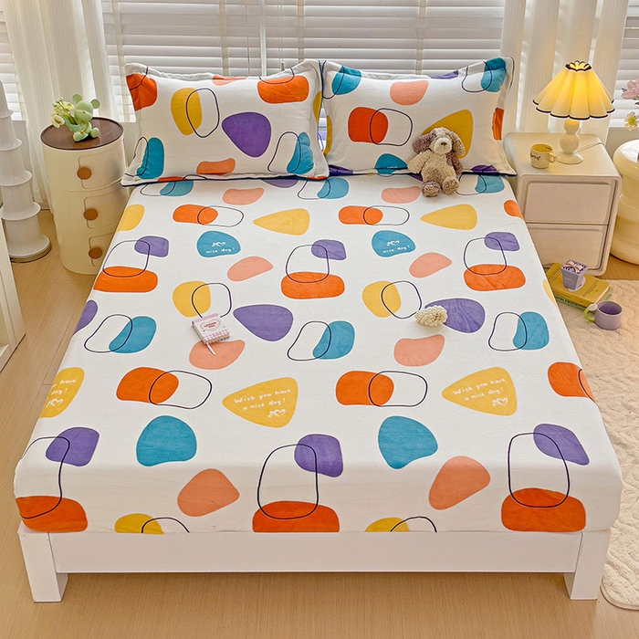 富馨莱 2025新款牛奶绒印花床笠240克面料支持一件定制尺寸 雨花石