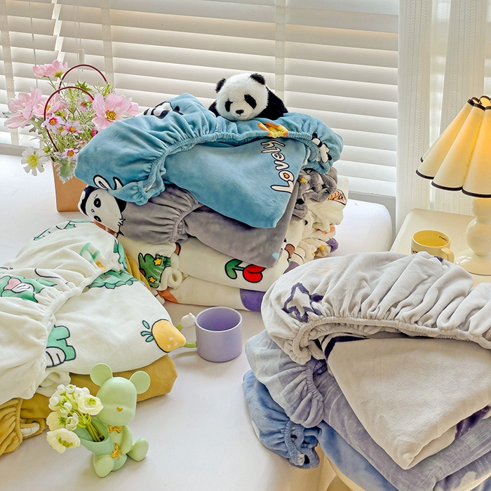 富馨莱 2025新款牛奶绒印花床笠240克面料支持一件定制尺寸 组合图