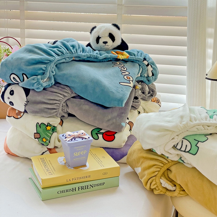 91家纺网 家纺一手货源 找家纺 富馨莱 2025新款牛奶绒印花床笠240克面料支持一件定制尺寸 组合图