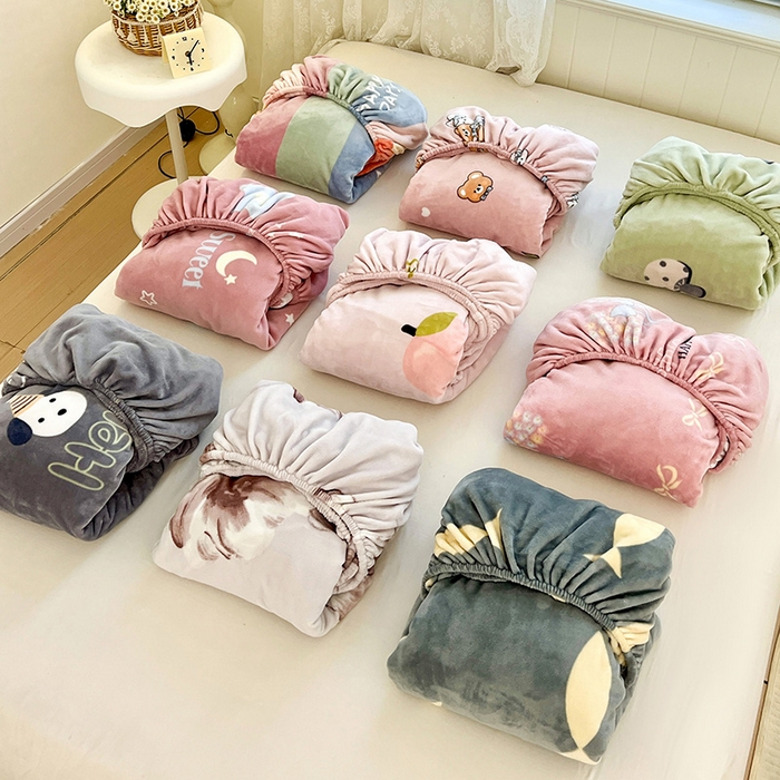 91家纺网 家纺一手货源 找家纺 富馨莱 2025新款牛奶绒印花床笠240克面料支持一件定制尺寸 组合图