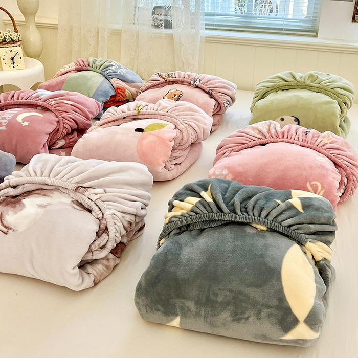 91家纺网 家纺一手货源 找家纺 富馨莱 2025新款牛奶绒印花床笠240克面料支持一件定制尺寸 组合图