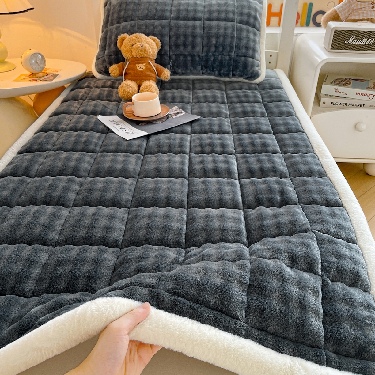 梵朴 2025新款牛奶绒泡泡兔毛绒床垫学生宿舍床褥子-纯色系列学生图 牛奶绒泡泡-夜空灰