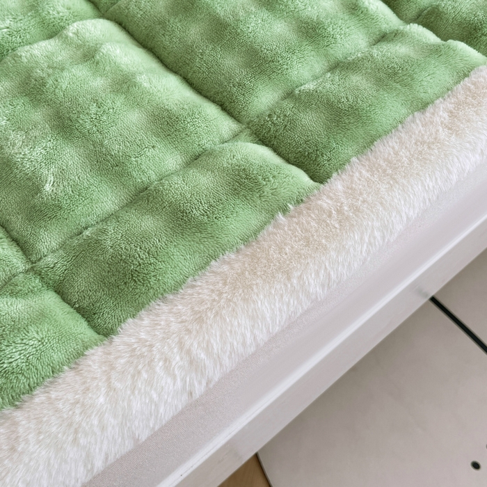 91家纺网 家纺一手货源 找家纺 梵朴 2025新款牛奶绒泡泡兔毛绒床垫学生宿舍床褥子-纯色系列学生图 牛奶绒泡泡-清新绿