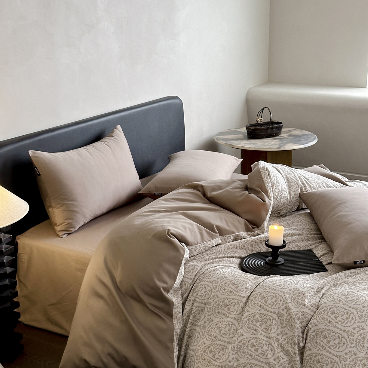 91家纺网 家纺一手货源 找家纺 赫帛 2025新款60支全棉色织提花磨毛四件套-腰果花 腰果花-奶咖色