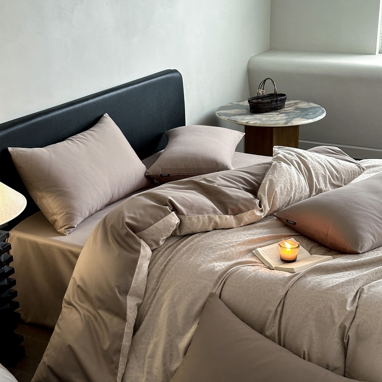 91家纺网 家纺一手货源 找家纺 赫帛 2025新款60支全棉色织提花磨毛四件套-腰果花 腰果花-绿米色