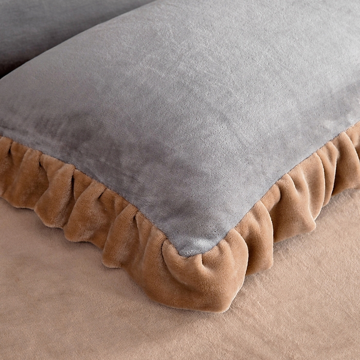 91家纺网 家纺一手货源 找家纺 找底底家纺 2025新款牛奶绒纯色刺绣四件套八斤重日销50单客户优惠10元 浅灰