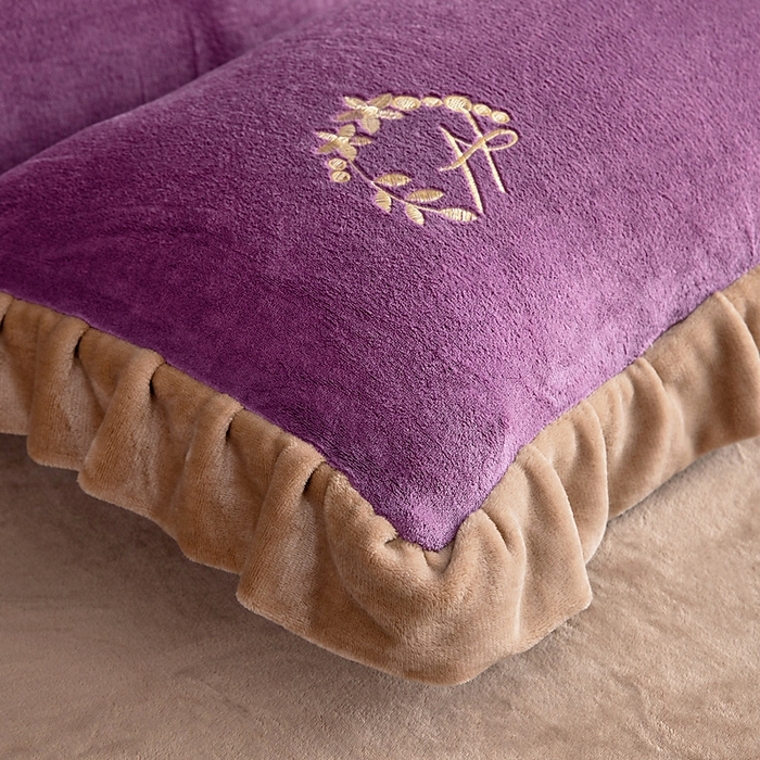 91家纺网 家纺一手货源 找家纺 找底底家纺 2025新款牛奶绒纯色刺绣四件套八斤重日销50单客户优惠10元 香芋紫