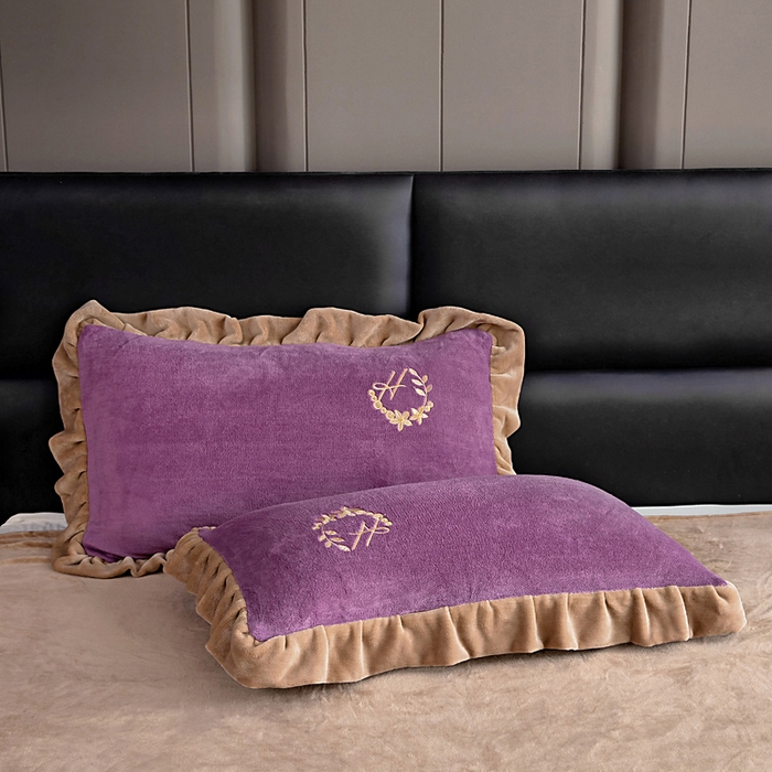 91家纺网 家纺一手货源 找家纺 找底底家纺 2025新款牛奶绒纯色刺绣四件套八斤重日销50单客户优惠10元 香芋紫