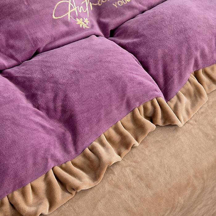 91家纺网 家纺一手货源 找家纺 找底底家纺 2025新款牛奶绒纯色刺绣四件套八斤重日销50单客户优惠10元 香芋紫