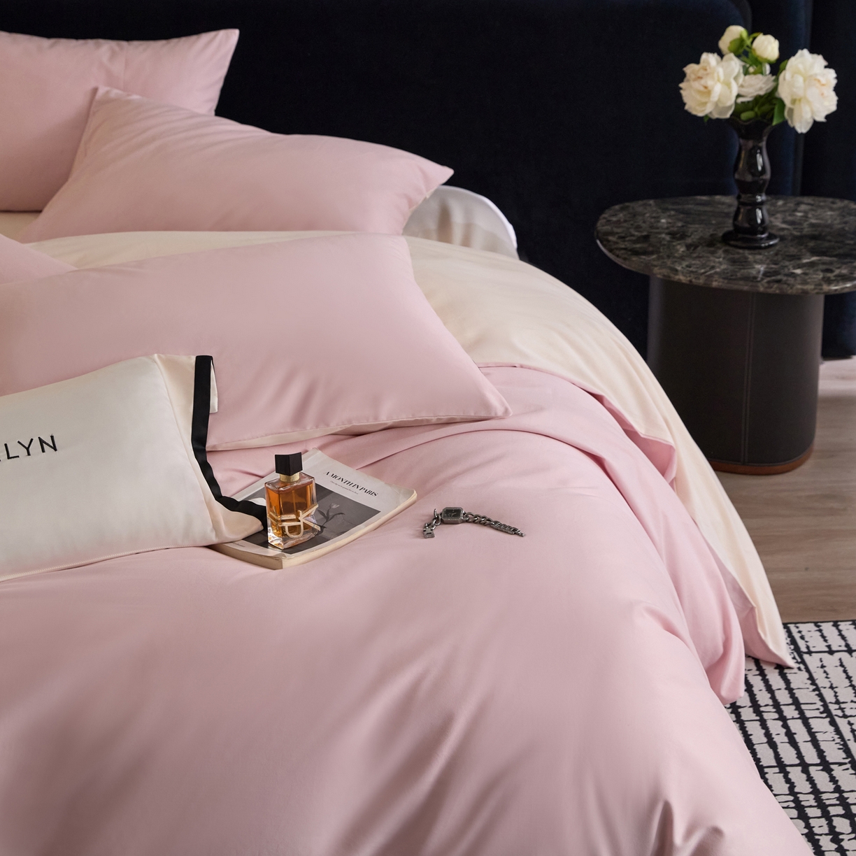 91家纺网 家纺一手货源 找家纺 （总）朵希曼 2025新款全棉纯色长绒棉磨毛系列四件套