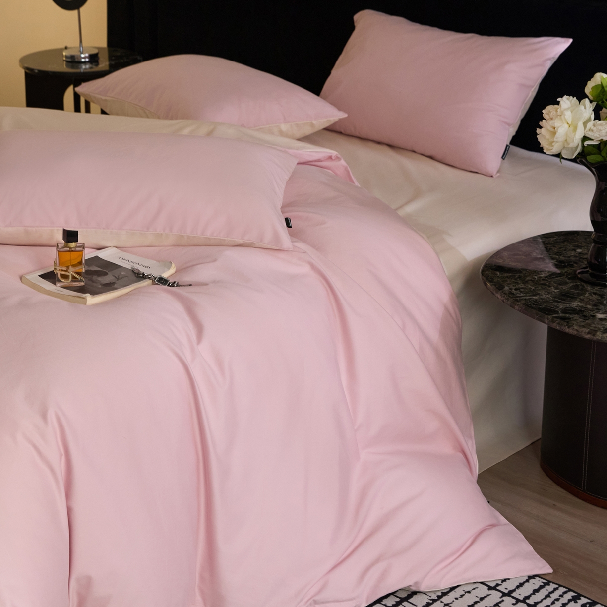 91家纺网 家纺一手货源 找家纺 （总）朵希曼 2025新款全棉纯色长绒棉磨毛系列四件套