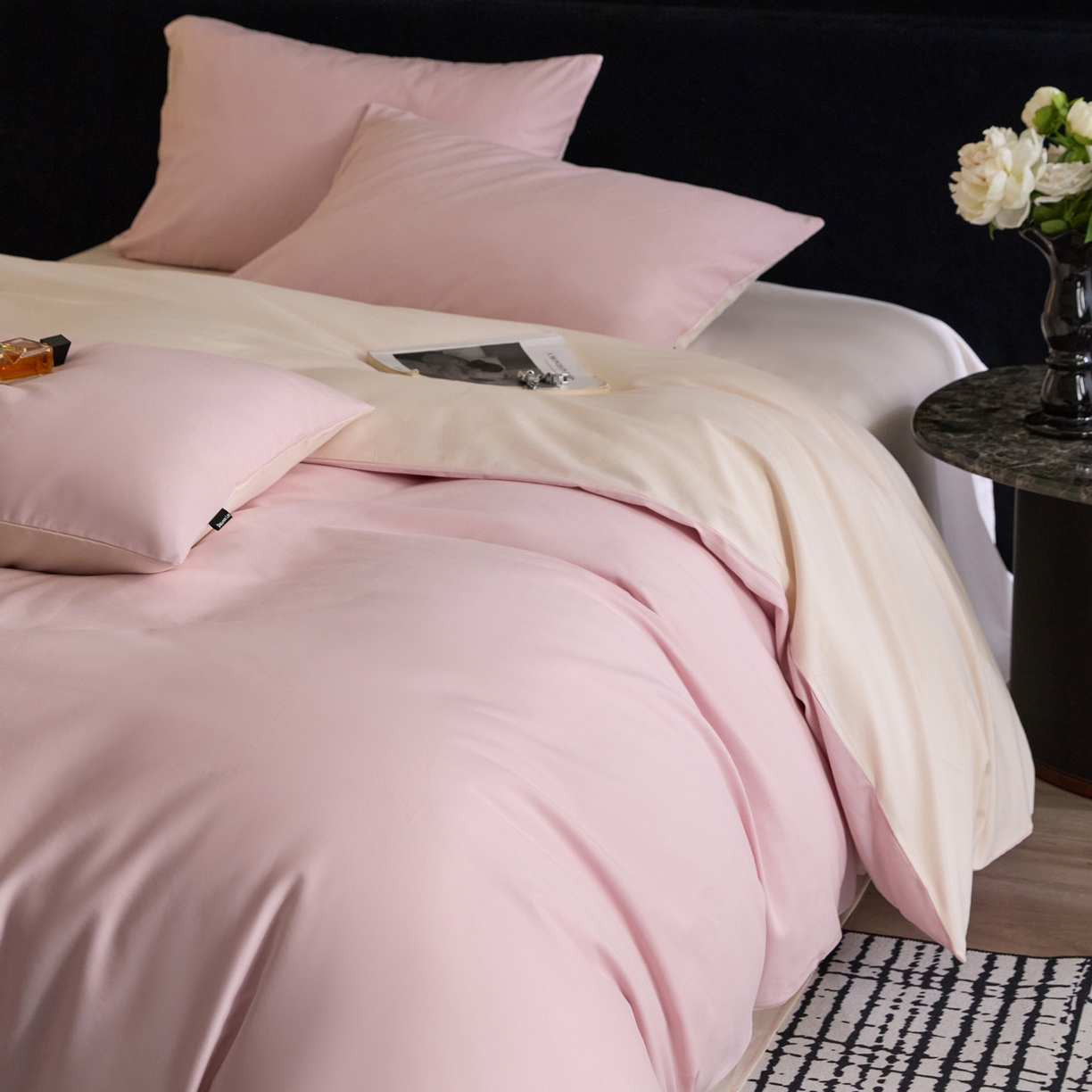 91家纺网 家纺一手货源 找家纺 （总）朵希曼 2025新款全棉纯色长绒棉磨毛系列四件套