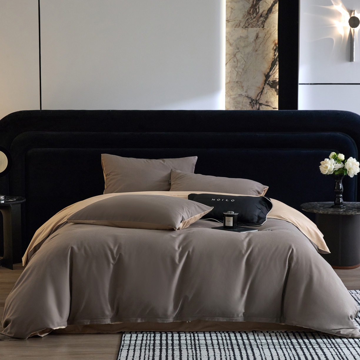 91家纺网 家纺一手货源 找家纺 （总）朵希曼 2025新款全棉纯色长绒棉磨毛系列四件套