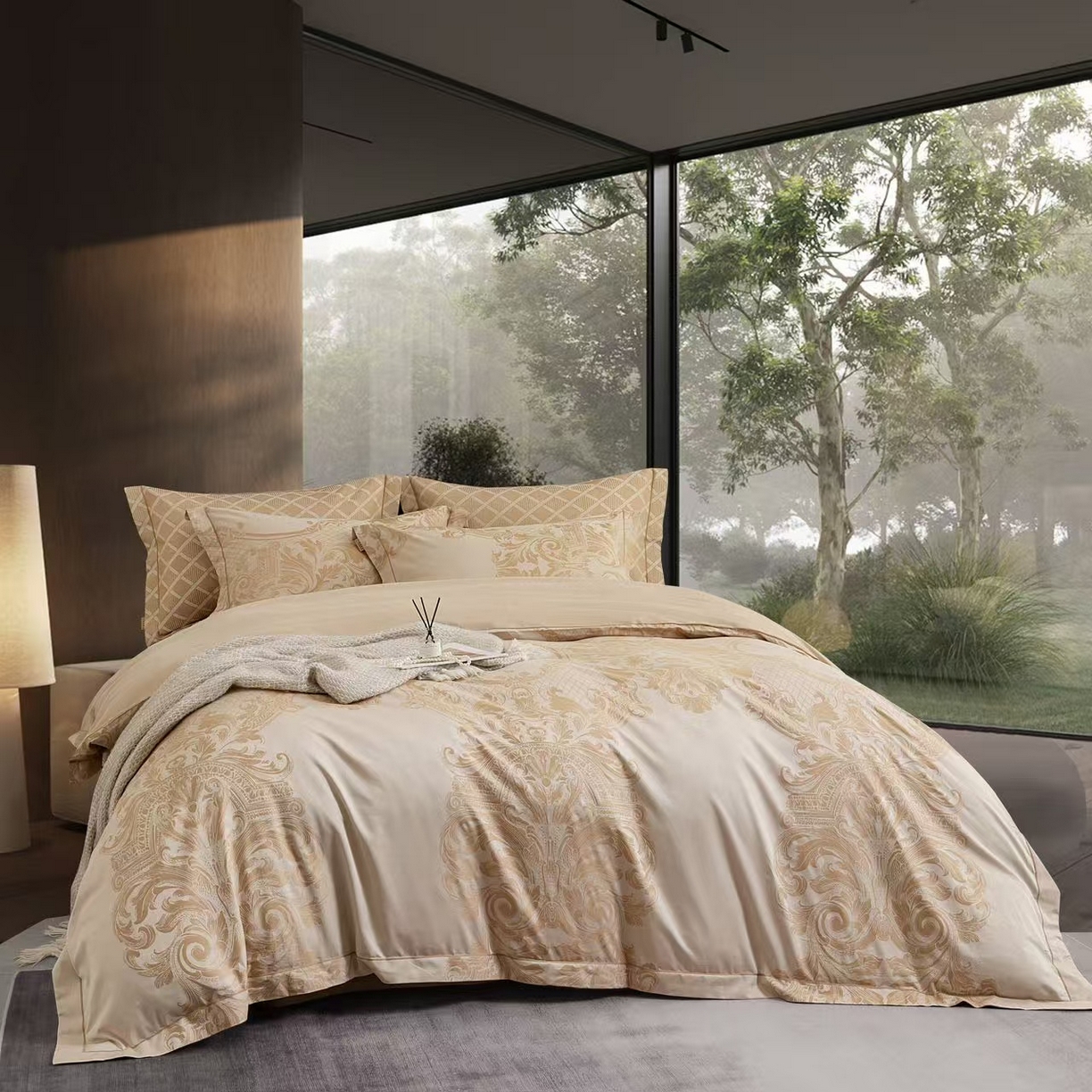 91家纺网 家纺一手货源 找家纺 （总） [91家纺网精选] 新款彩棉双股提花四件套-洛克