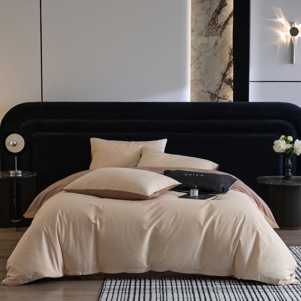 朵希曼 2026新款全棉纯色长绒棉磨毛系列四件套 云纱可可