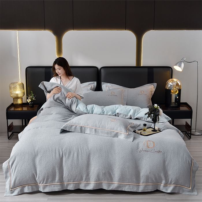 91家纺网 家纺一手货源 找家纺 （总）瑞驰家纺 2025新款长绒棉纯棉色织提花绣花磨毛四件套-克里斯汀