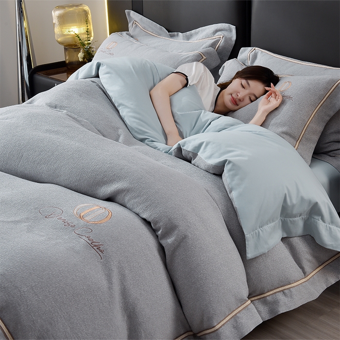 91家纺网 家纺一手货源 找家纺 （总）瑞驰家纺 2025新款长绒棉纯棉色织提花绣花磨毛四件套-克里斯汀