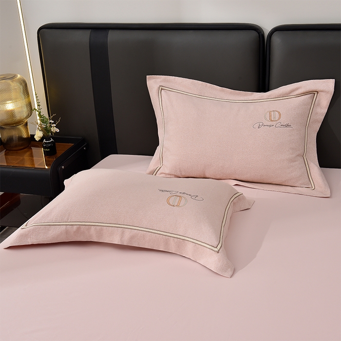 91家纺网 家纺一手货源 找家纺 瑞驰家纺 2025新款长绒棉纯棉色织提花绣花磨毛四件套-克里斯汀 克里斯汀-桃粉