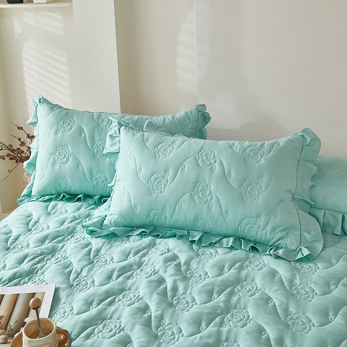 91家纺网 家纺一手货源 找家纺 瑞兴纺 2025年新款亲肤夹棉床笠床裙 床裙花边款：繁花-梦兰