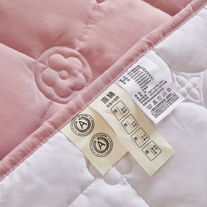 91家纺网 家纺一手货源 找家纺 瑞兴纺 2025年新款亲肤夹棉床笠床裙 床裙花边款：幸运格-豆沙粉