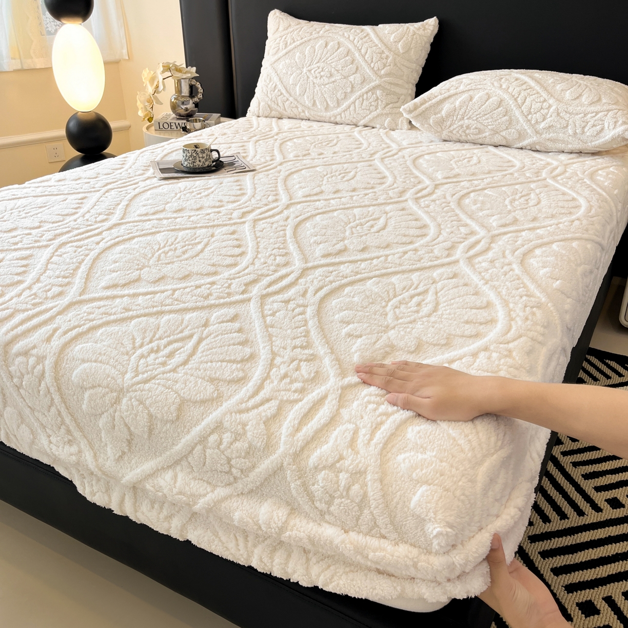 （总）欧邦 2025新款提花塔芙绒床笠单床笠床笠单件-繁花