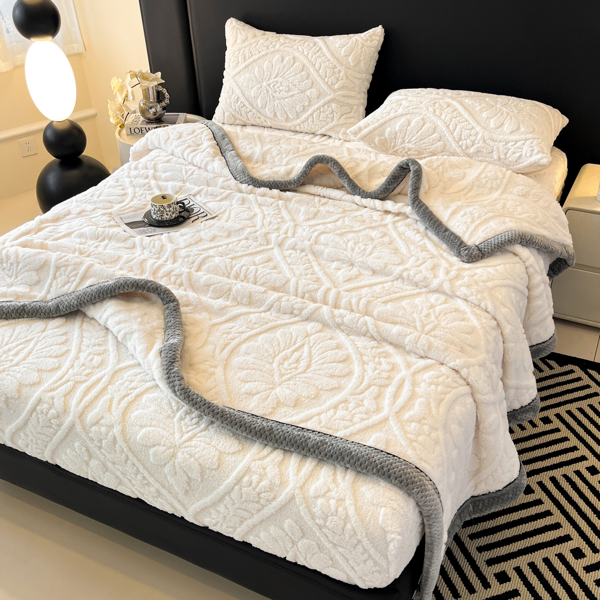 91家纺网 家纺一手货源 找家纺 （总）欧邦 2025新款提花塔芙绒床笠单床笠床笠单件-繁花