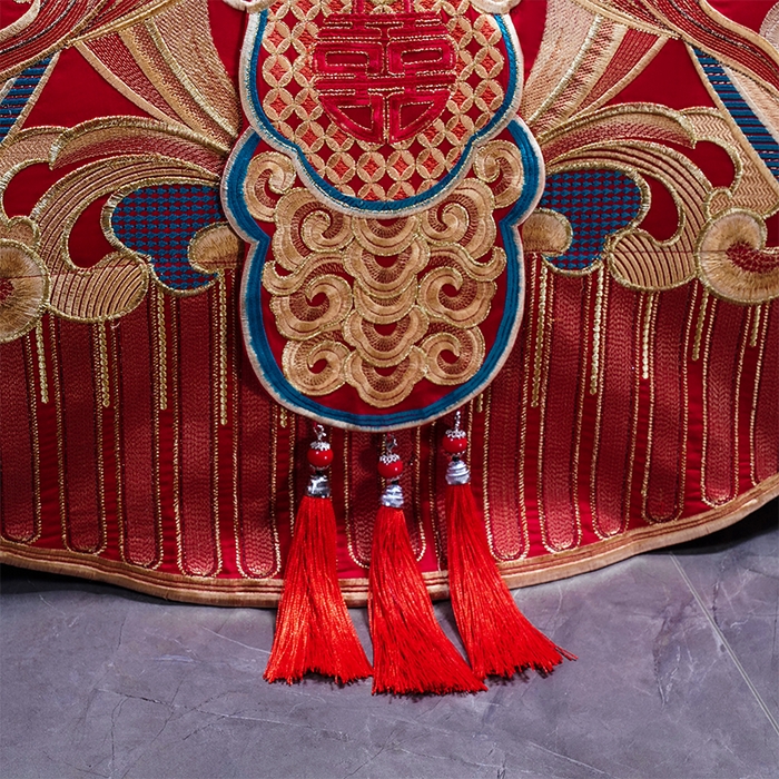 91家纺网 家纺一手货源 找家纺 芊囍纺 2025新款双面长绒棉高端婚庆提花重工刺绣四件套多件套系列 龙凤情缘