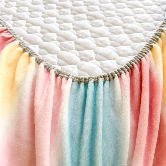 91家纺网 家纺一手货源 找家纺 康纳利 2025新款A类抗菌加厚牛奶绒印花夹棉床笠可搭配同款四件套 彩虹草莓