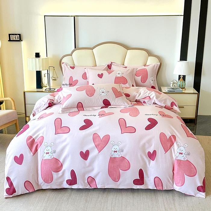 91家纺网 家纺一手货源 找家纺 橘姿 2025新款100%加厚全棉四件套纯棉四件套磨毛四件套礼盒装（控价不低于170） 铃兰兔粉