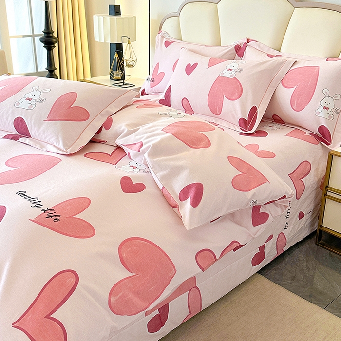 91家纺网 家纺一手货源 找家纺 橘姿 2025新款100%加厚全棉四件套纯棉四件套磨毛四件套礼盒装（控价不低于170） 铃兰兔粉