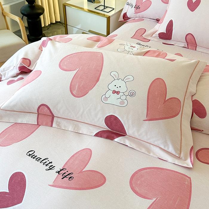 91家纺网 家纺一手货源 找家纺 橘姿 2025新款100%加厚全棉四件套纯棉四件套磨毛四件套礼盒装（控价不低于170） 铃兰兔粉