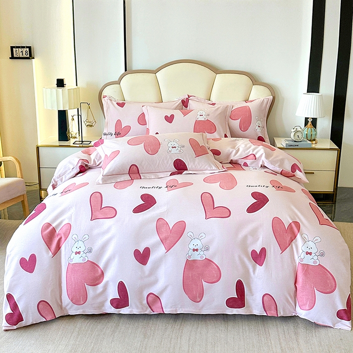 橘姿 2025新款100%加厚全棉四件套纯棉四件套磨毛四件套礼盒装（控价不低于170） 铃兰兔粉