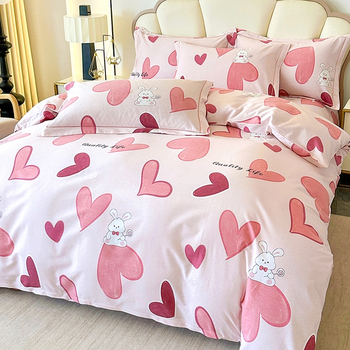 91家纺网 家纺一手货源 找家纺 橘姿 2025新款100%加厚全棉四件套纯棉四件套磨毛四件套礼盒装（控价不低于170） 铃兰兔粉