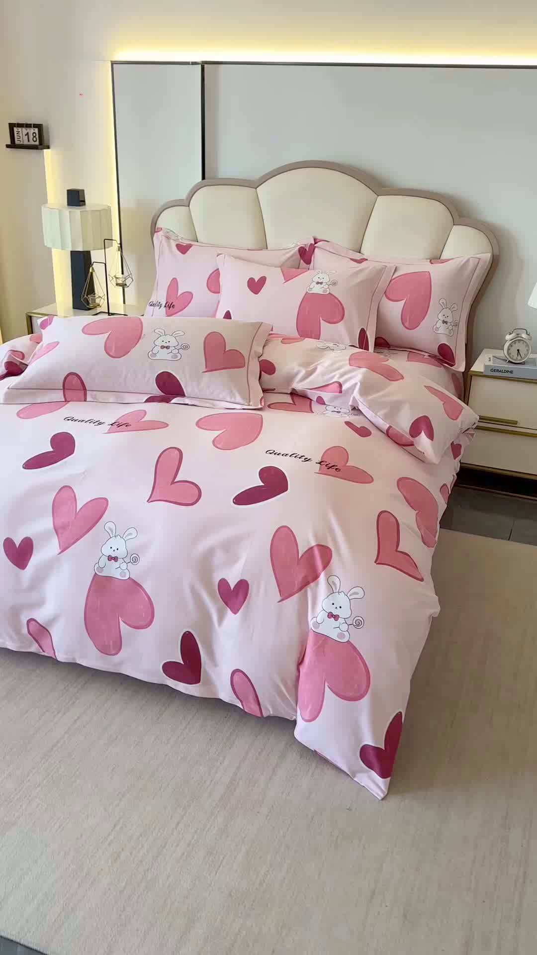 91家纺网 家纺一手货源 找家纺 橘姿 2025新款100%加厚全棉四件套纯棉四件套磨毛四件套礼盒装（控价不低于170） 铃兰兔粉