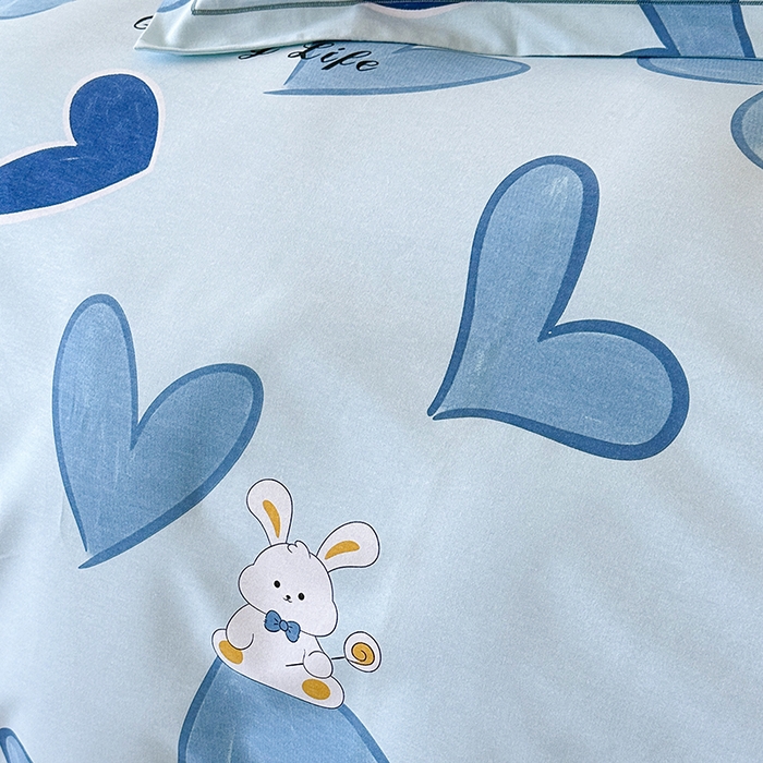 91家纺网 家纺一手货源 找家纺 橘姿 2025新款100%加厚全棉四件套纯棉四件套磨毛四件套礼盒装（控价不低于170） 铃兰兔蓝