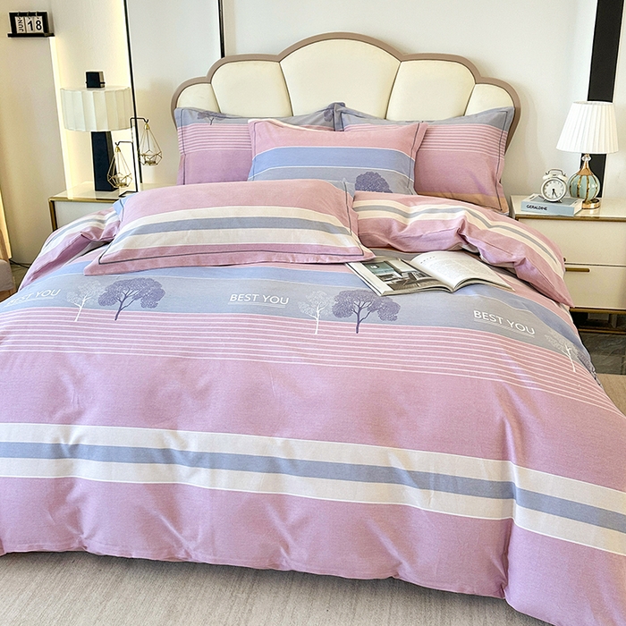 91家纺网 家纺一手货源 找家纺 橘姿 2025新款100%加厚全棉四件套纯棉四件套磨毛四件套礼盒装（控价不低于170） 树影情怀粉